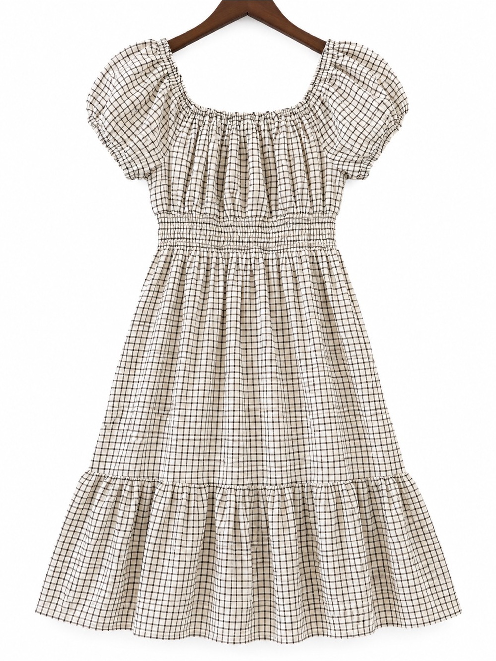 Angels Forever Young Plaid puff sleeve Tiered Dress XL